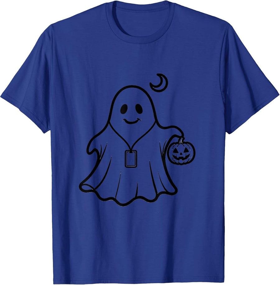 Rounded Ghost Halloween School Counselor Mental Health T-Shirt - Royal Blue
