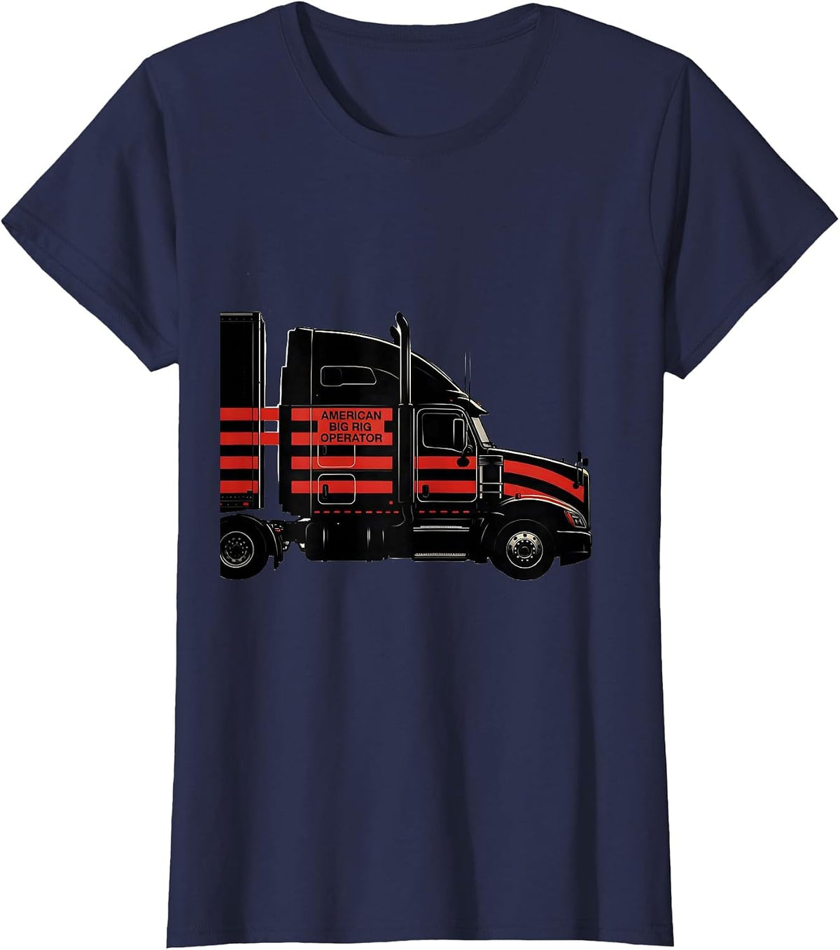 Women's American Big Rig Operator Patriotic Truck Driver T-Shirt - Navy Blue