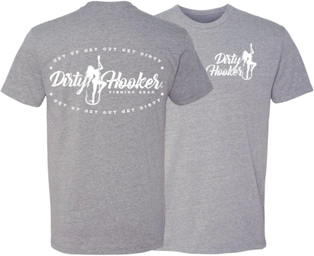 Dirty Hooker Short Sleeve Tee with Vintage Logo - Men's Fishing Shirts - Cotton T-Shirt with Graphic for Men and Women -