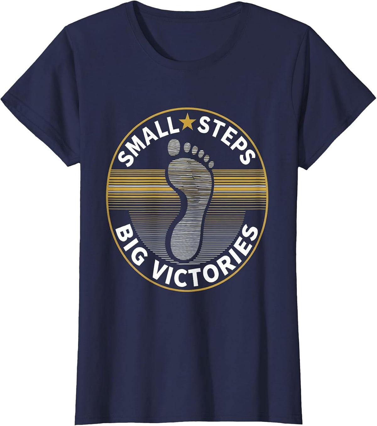 Women's Small Steps Big Victories Sped Teacher Design T-Shirt - Navy Blue