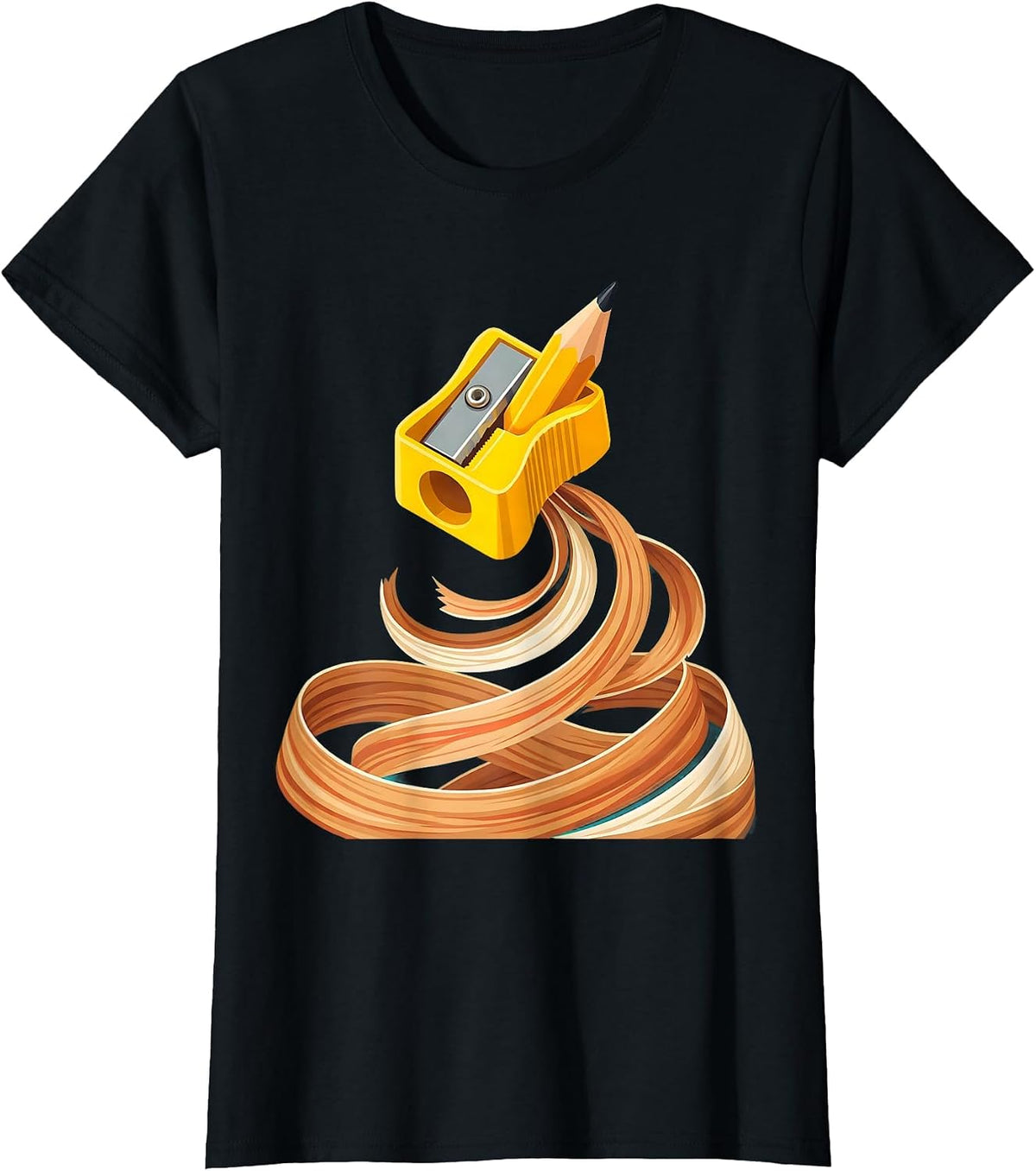 Women's Preschool Teacher Pencil Sharpener Art Design T-Shirt - Black