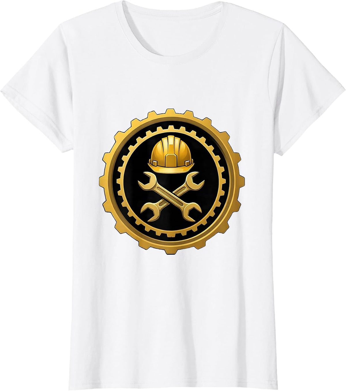 Hard Hat Crossed Wrenches Construction Graphic T-Shirt - White