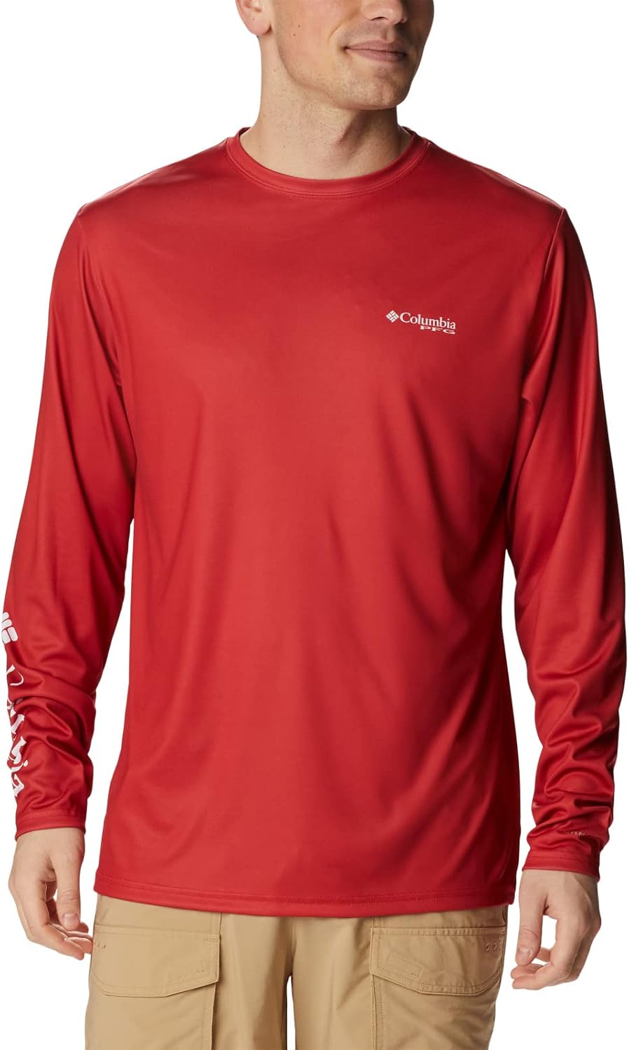Columbia Men's Terminal Tackle PFG Statetriot Long Sleeve - Red Spark\/White Tx