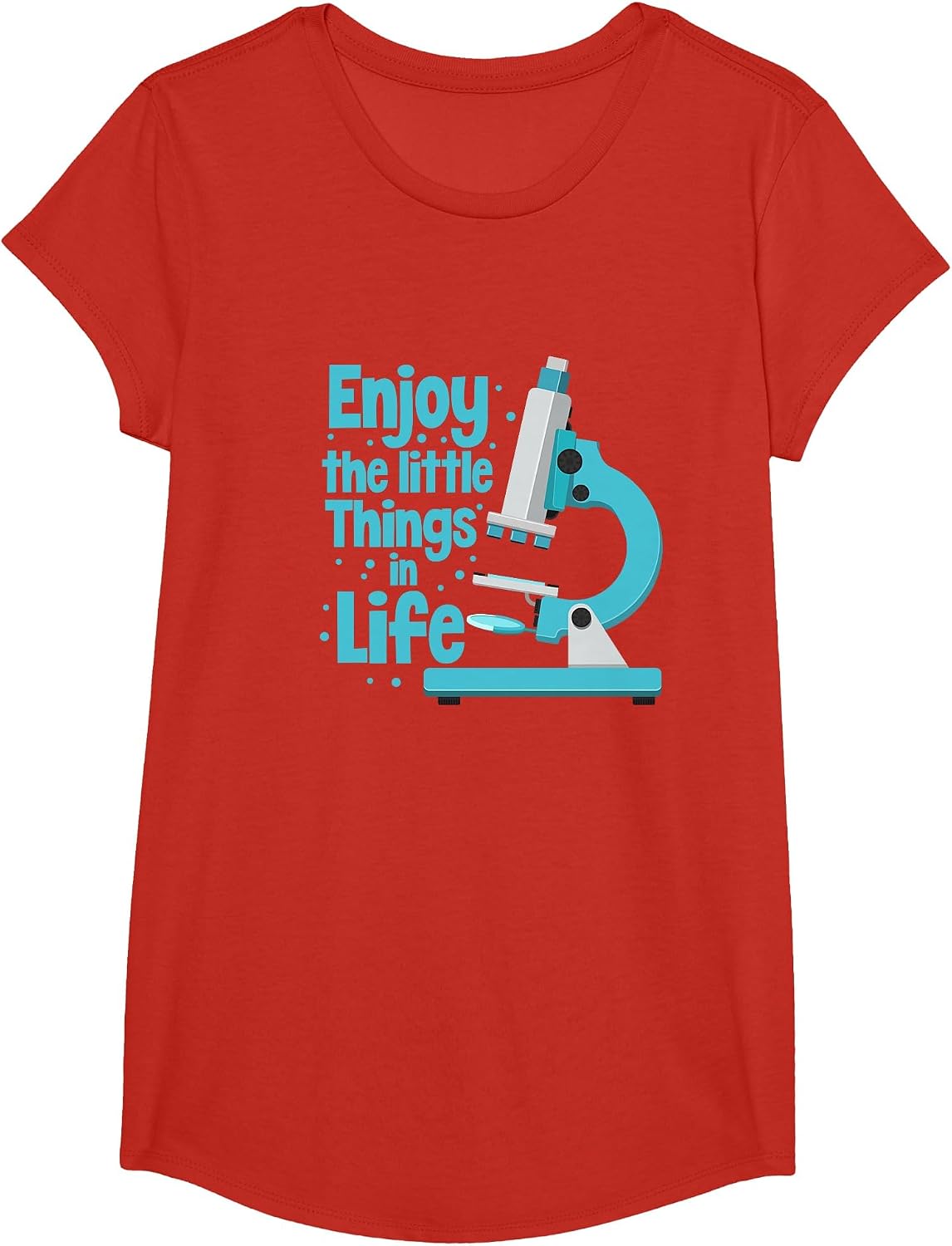 Enjoy The Little Things in Life Biology Biologist Microscope T-Shirt - Girls Red