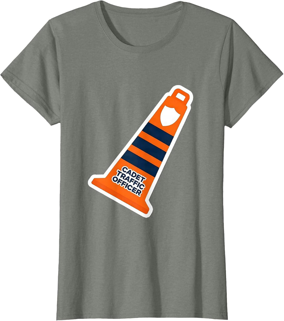 Cadet Traffic Officer Funny Police Costume Halloween Role T-Shirt - Olive Heather