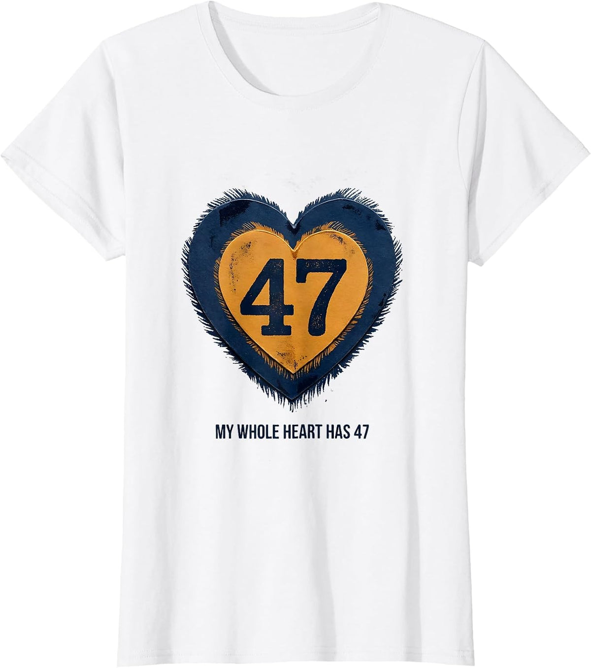 Women's My Whole Heart Has 47 Rubber Stamp Down Syndrome Awareness T-Shirt - White