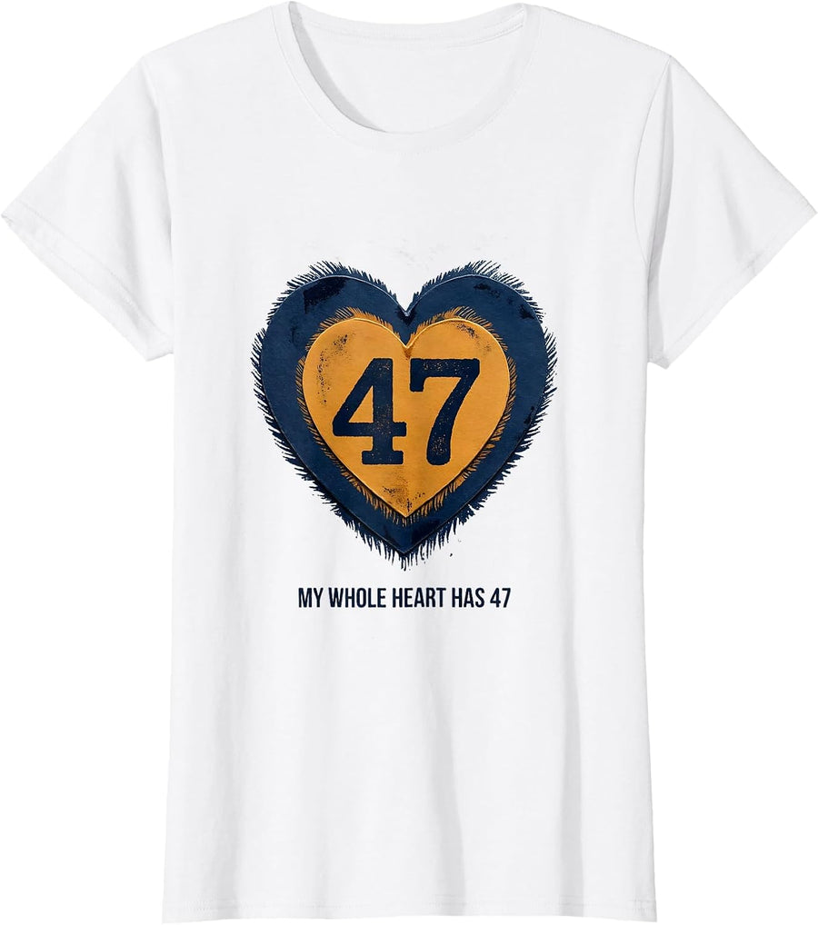 Women's My Whole Heart Has 47 Rubber Stamp Down Syndrome Awareness T-Shirt - White