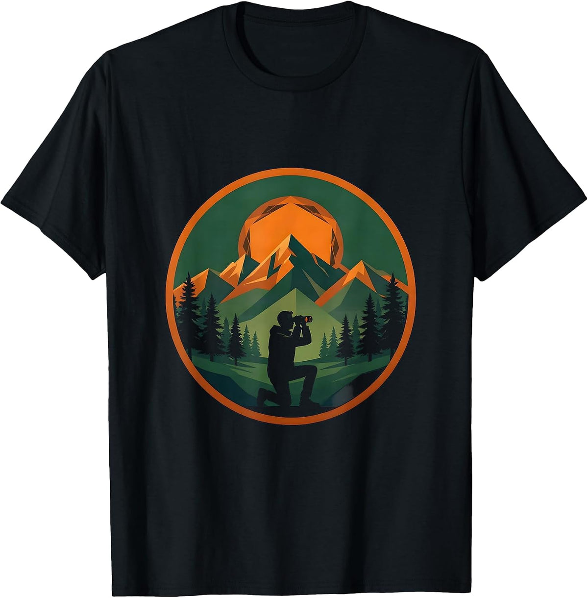 Men's Camo Hunter Glassing Ridge Hunting Graphic T-Shirt - Black