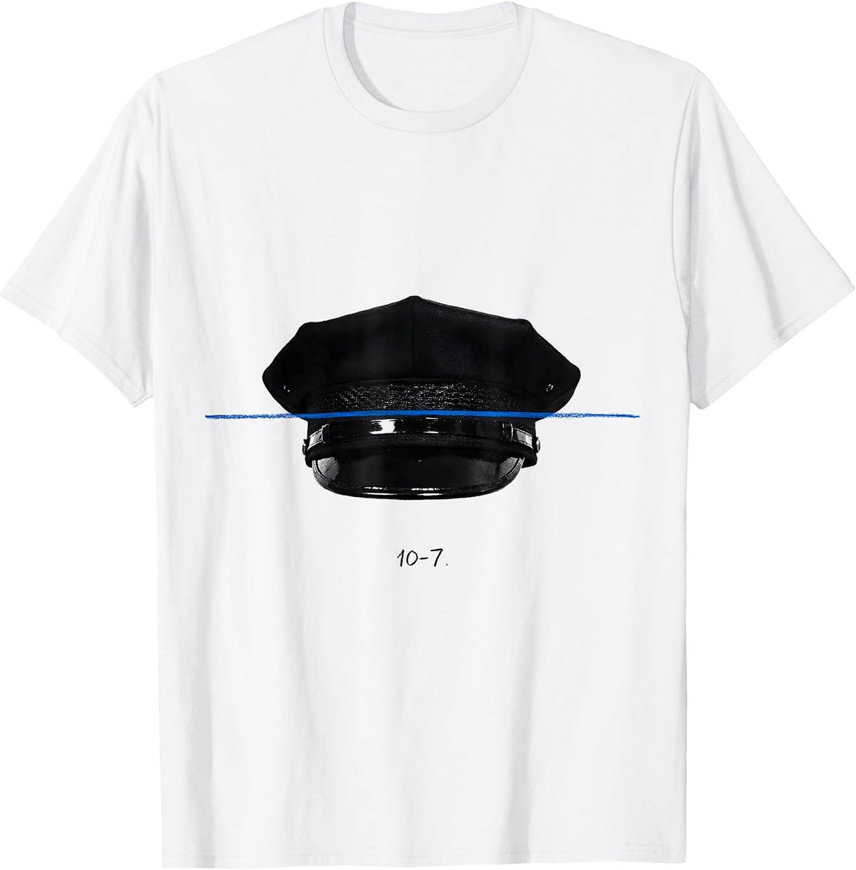 Men's 10-7 Thin Blue Line Police Support Tribute Law Enforcement T-Shirt - White