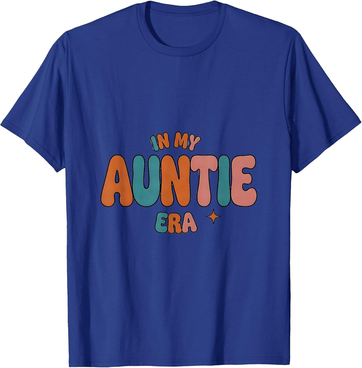 In My Auntie Era Whimsical Family Announcement Retro T-Shirt - Royal Blue