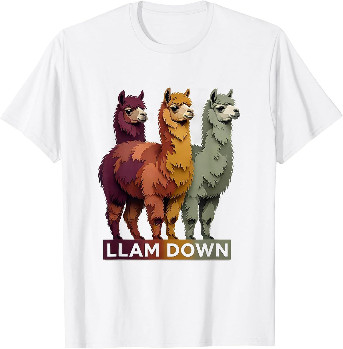 Llam Down Funny Llama Alpaca Humor Gift for Llama Lovers T-Shirt - White