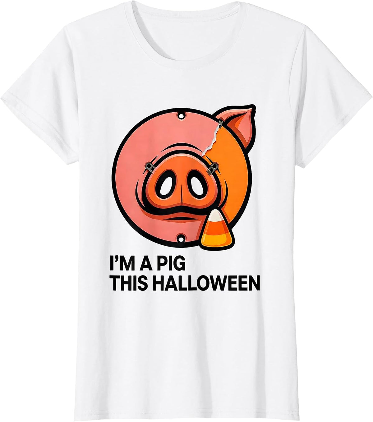 Women's I'm A Pig This Halloween Funny Pig Lover Halloween Costume T-Shirt - White