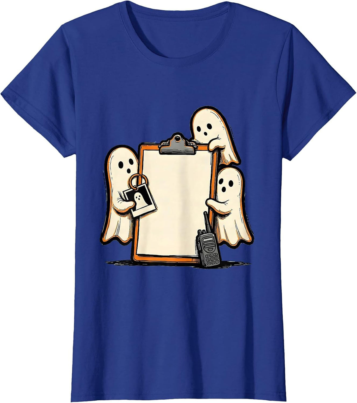 Women's Friendly Ghost Clipboard Para Normal Activities SpEd Teacher T-Shirt - Royal Blue