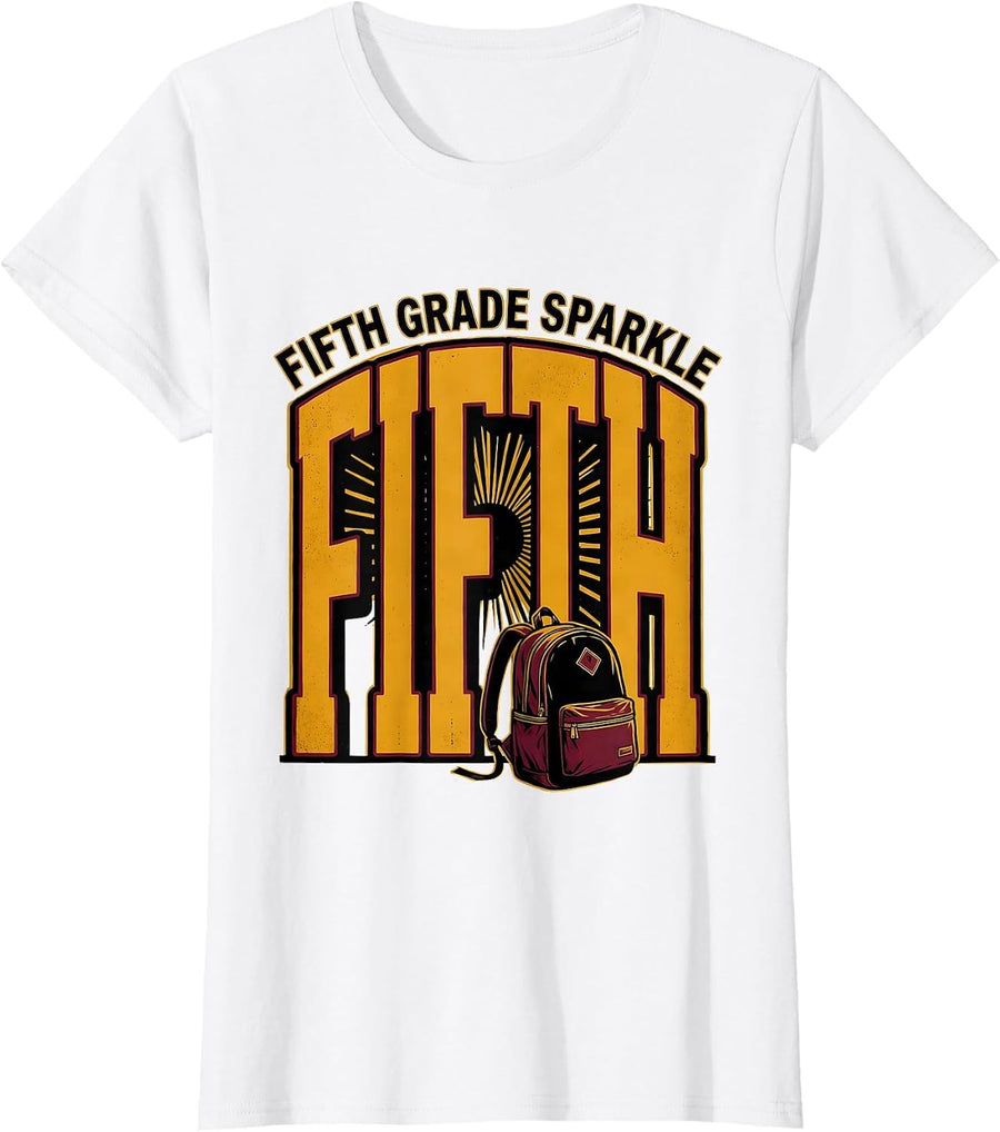 Women's Fifth Grade Sparkle Retro Back To School 5th Grade Kids T-Shirt - White