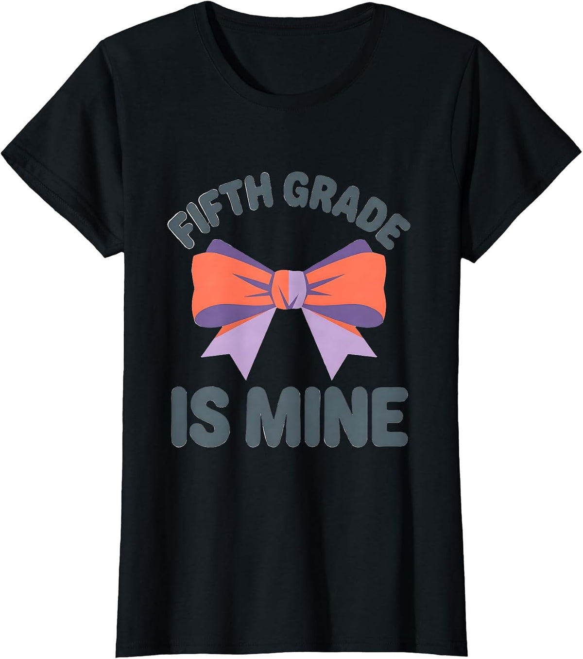 Women's Fifth Grade Is Mine Coquette Bow Back to School Girl T-Shirt - Black