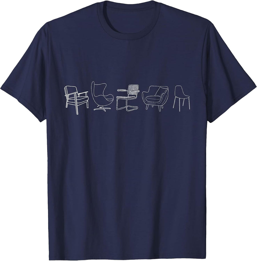 Midcentury Modern Chairs Eames Knoll Interior Designers Dark T-Shirt - Navy Blue