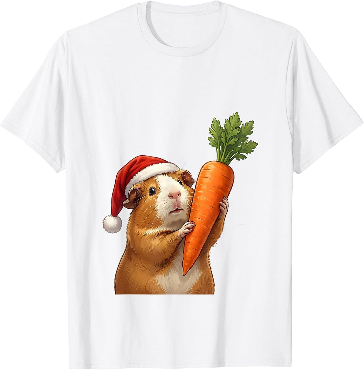 Guinea Pig Santa Hat Funny Pet Lover Christmas T-Shirt - White