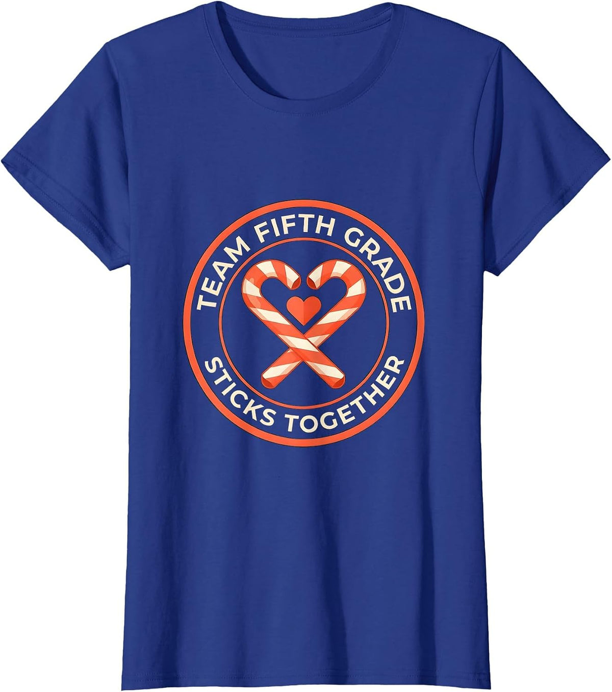 Women's Team Fifth Grade Sticks Together Christmas Candy Cane T-Shirt - Royal Blue
