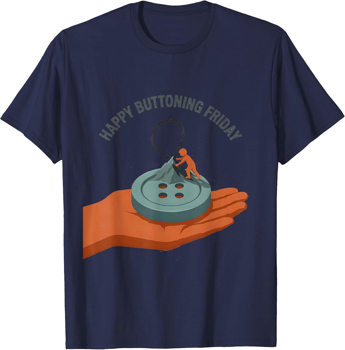 Men's Happy Buttoning Friday Occupational Therapy OT Assistant T-Shirt - Navy Blue