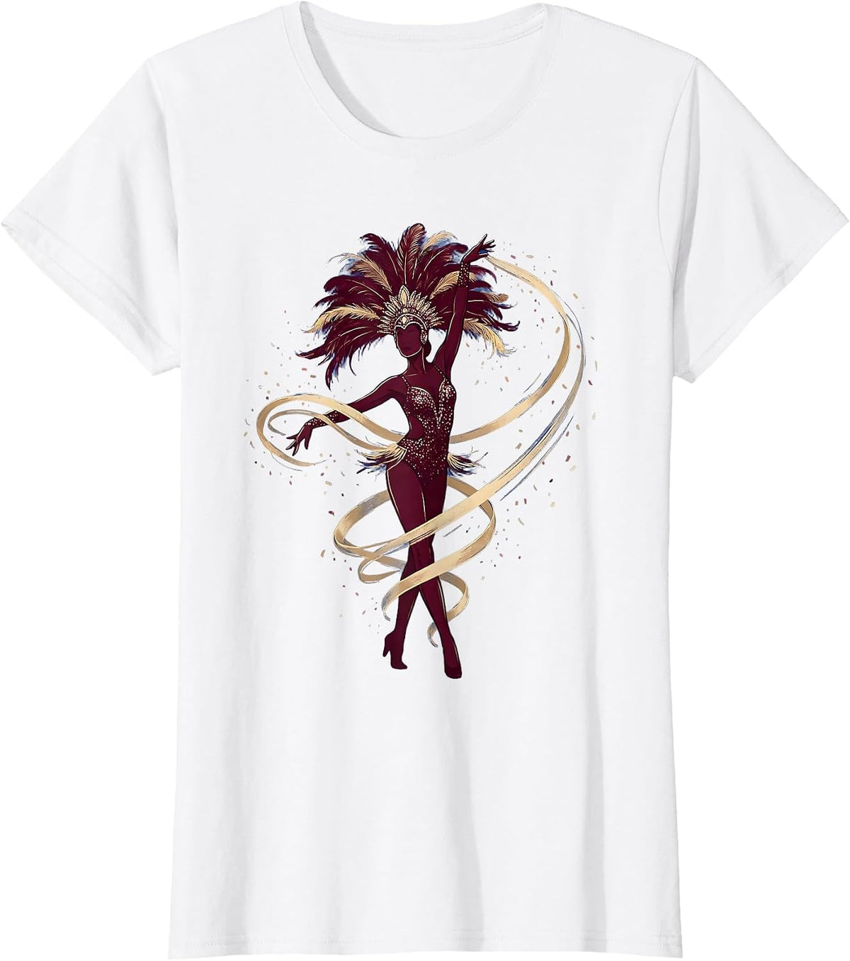 Women's Showgirl Confetti Rain Solo Dancer Graphic T-Shirt - White