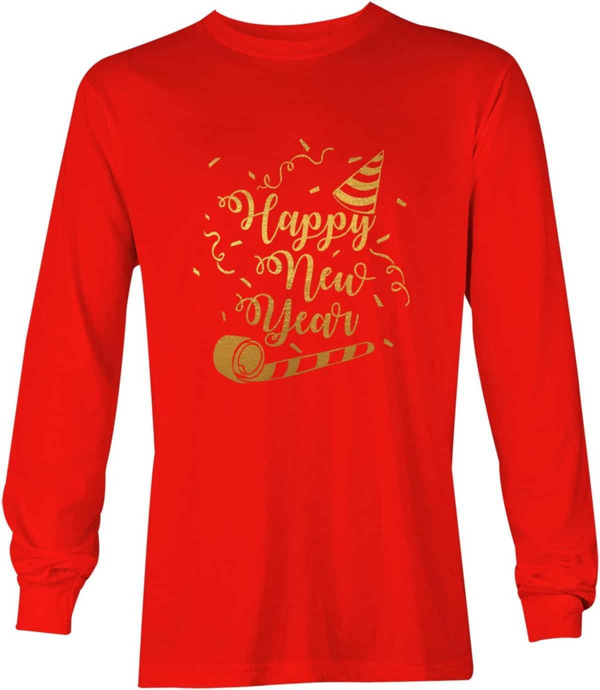 Tcombo Happy New Year - Gold Foil Celebrate Unisex Long Sleeve Shirt - Red