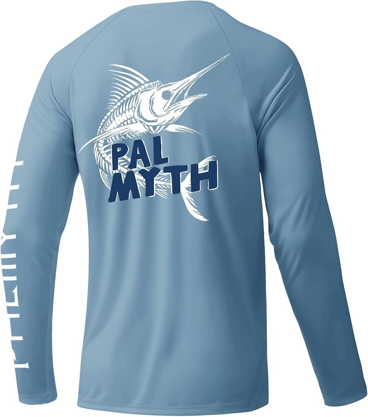 Palmyth Fishing Shirts for Men Long Sleeve UPF 50+ Sun Protection Tee - Airy Blue \/ Marlin Bone
