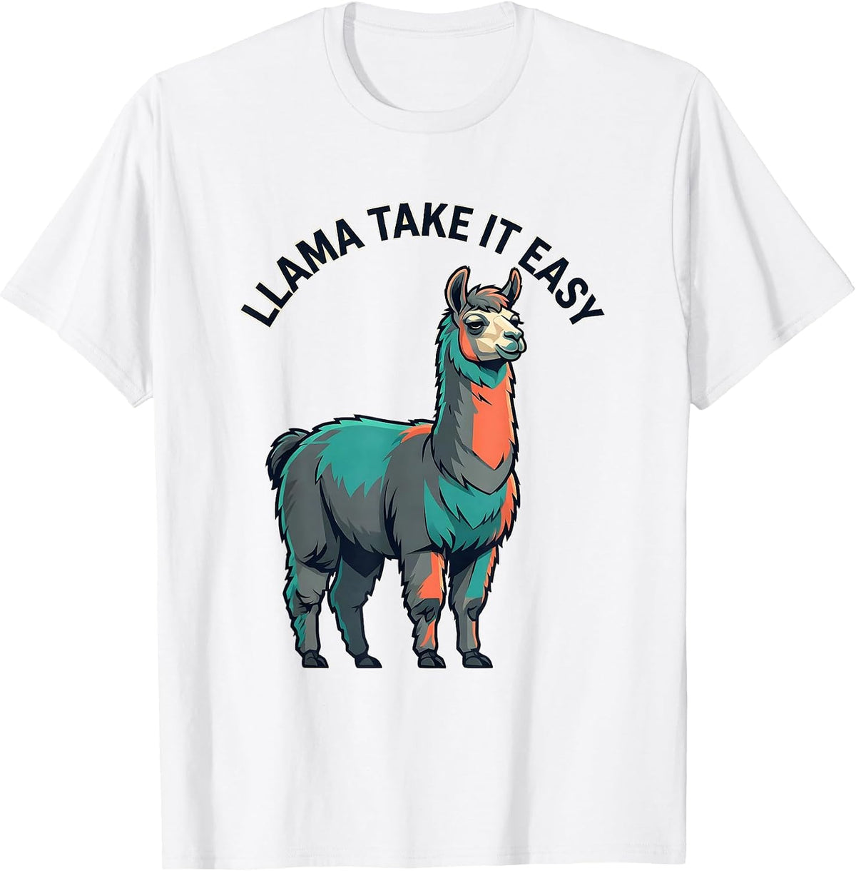 Men's Llama Take It Easy Funny Llama Alpaca Humor Gift T-Shirt - White