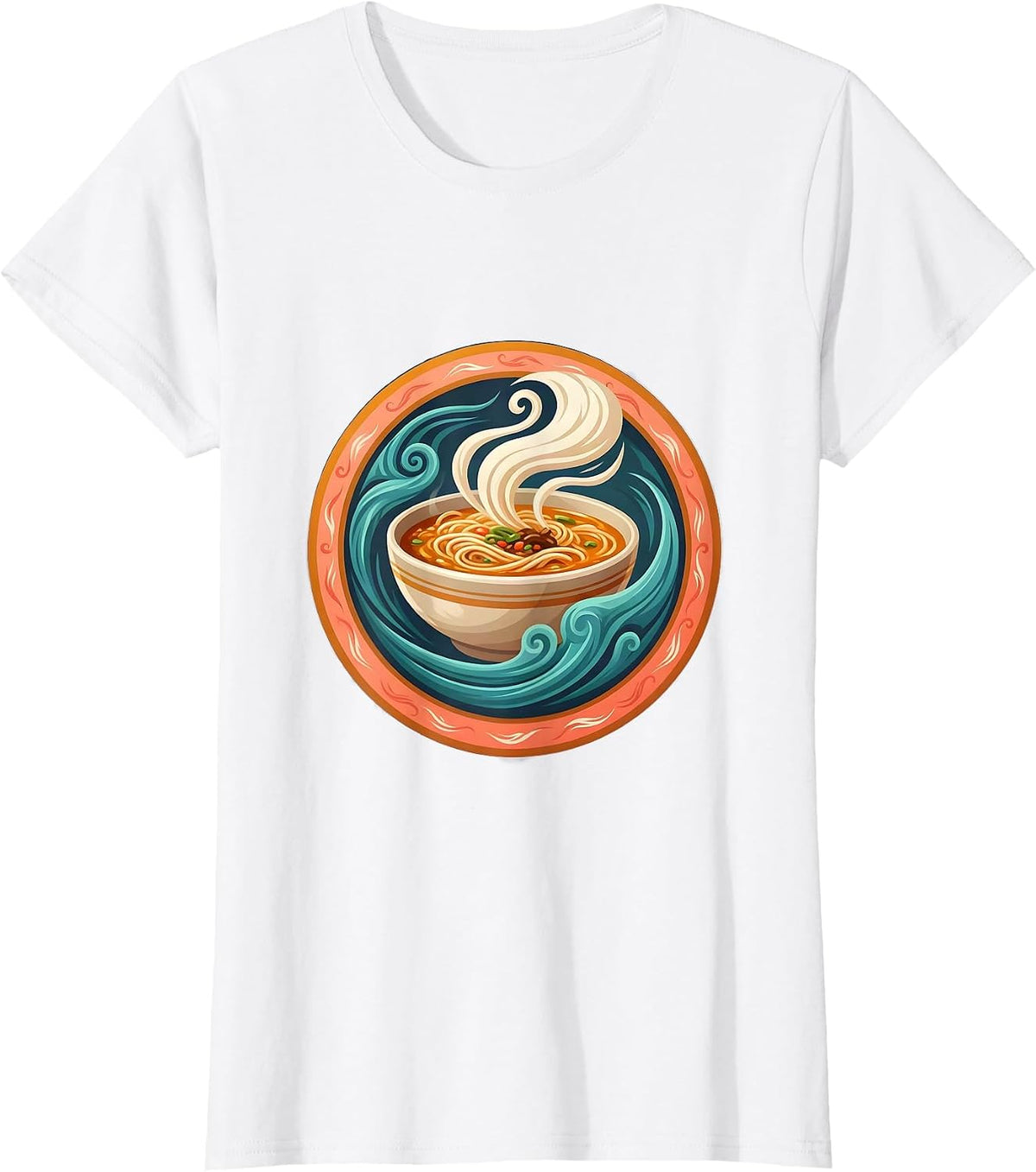 Women's Breezy Bowl Steaming Ramen Illustration T-Shirt - White