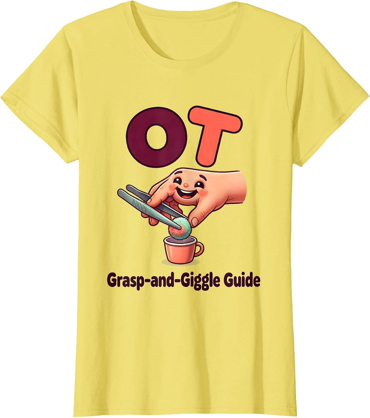 OT Grasp-and-Giggle Guide Cute Kawaii Occupational Therapy T-Shirt - Lemon Yellow