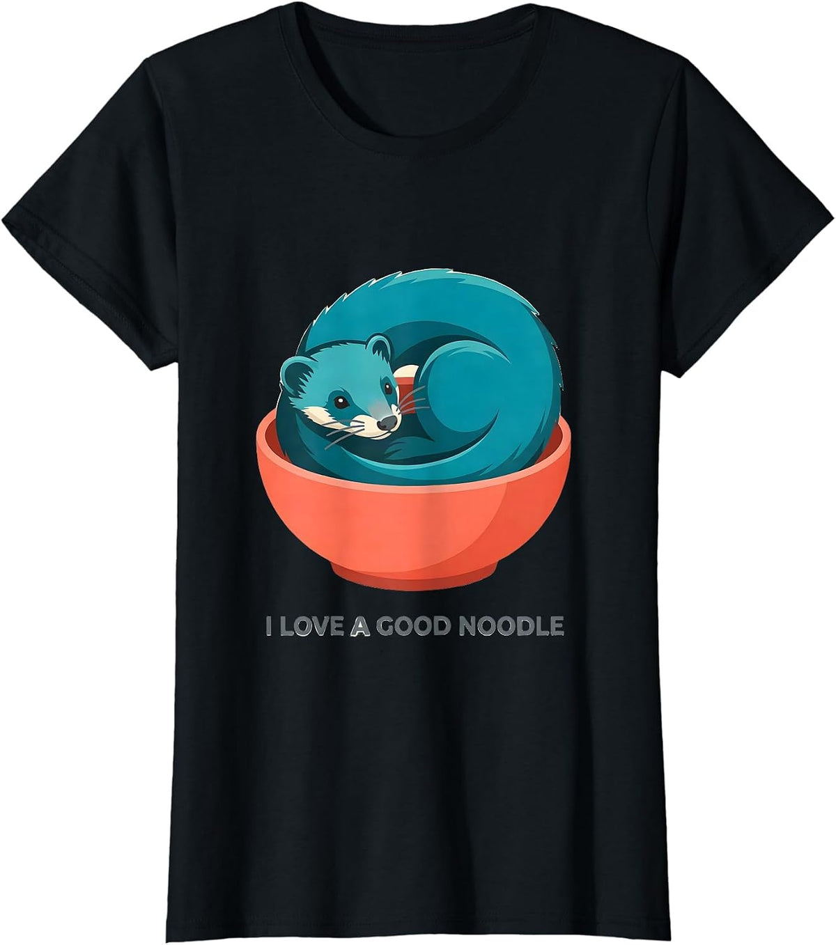I Love A Good Noodle Funny Ferret Lover Gift T-Shirt - Black