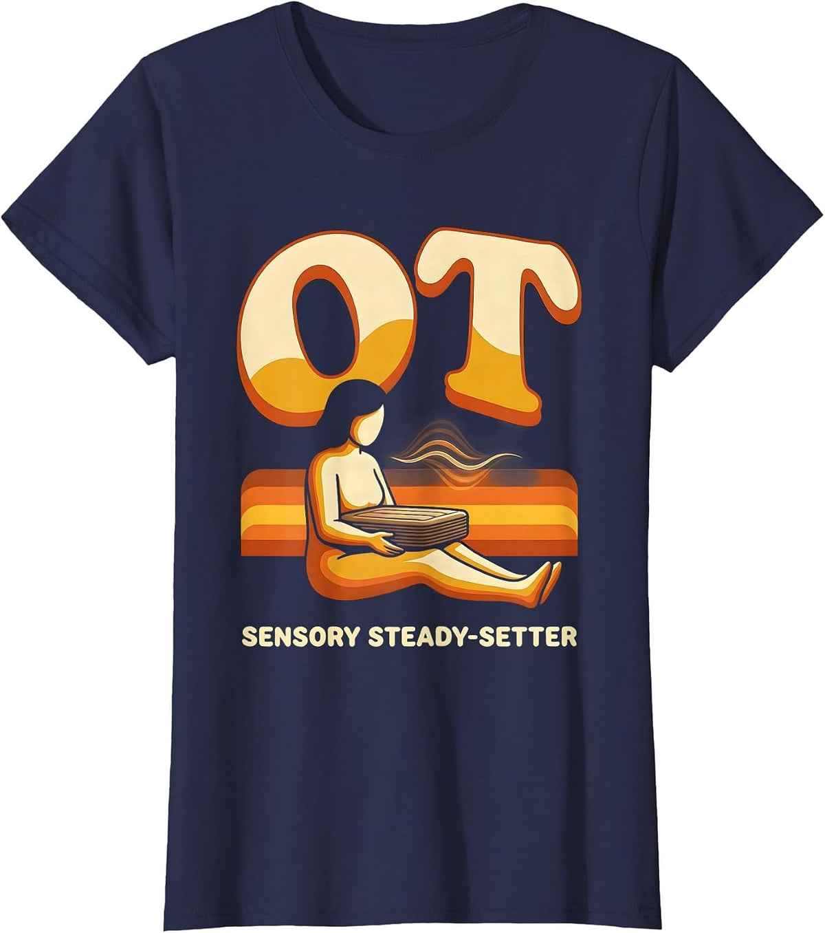 Women's OT Sensory Steady-Setter Retro Occupational Therapy T-Shirt - Navy Blue