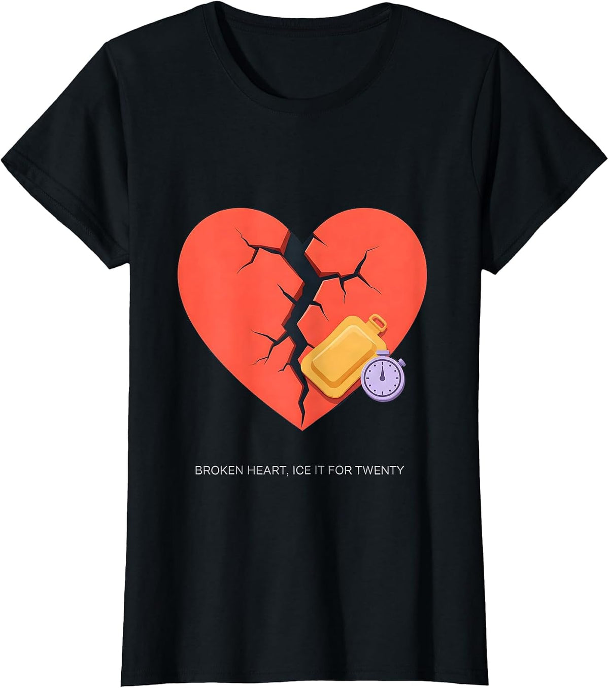 Broken Heart Ice It For Twenty Funny Physical Therapist PT T-Shirt - Black