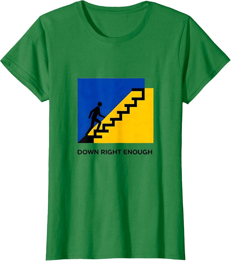 Women's Down Right Enough Geometric Down Syndrome Awareness Support T-Shirt - Kelly Green