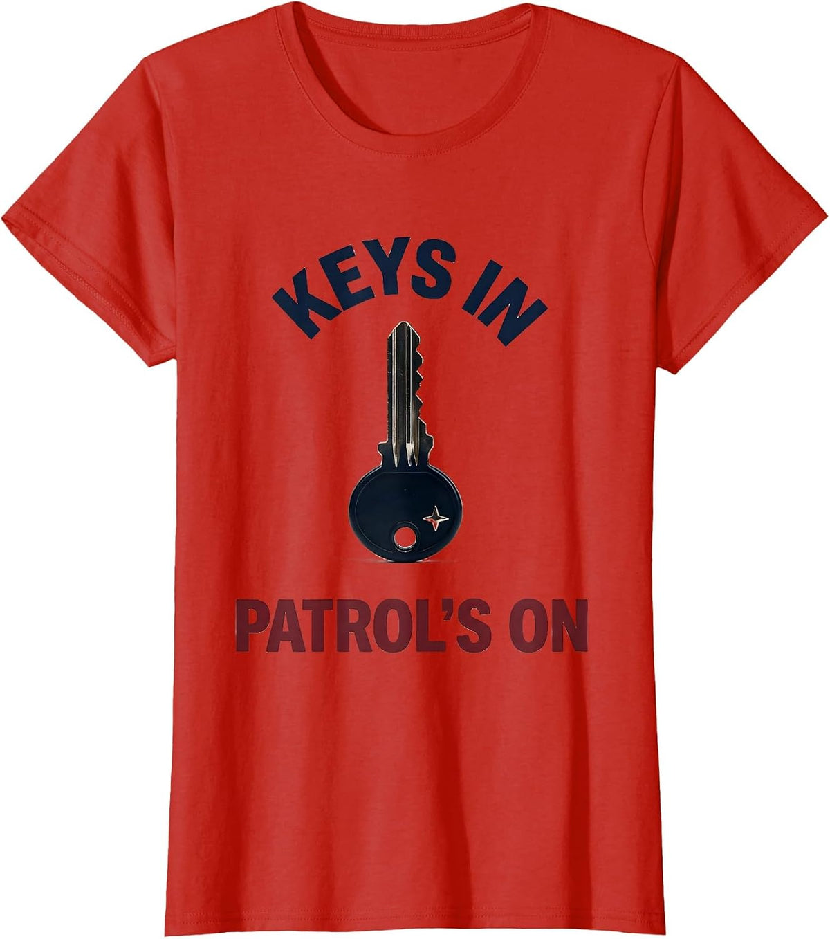 Keys In, Patrol's On Funny Police Officer Kids Novelty T-Shirt - Red