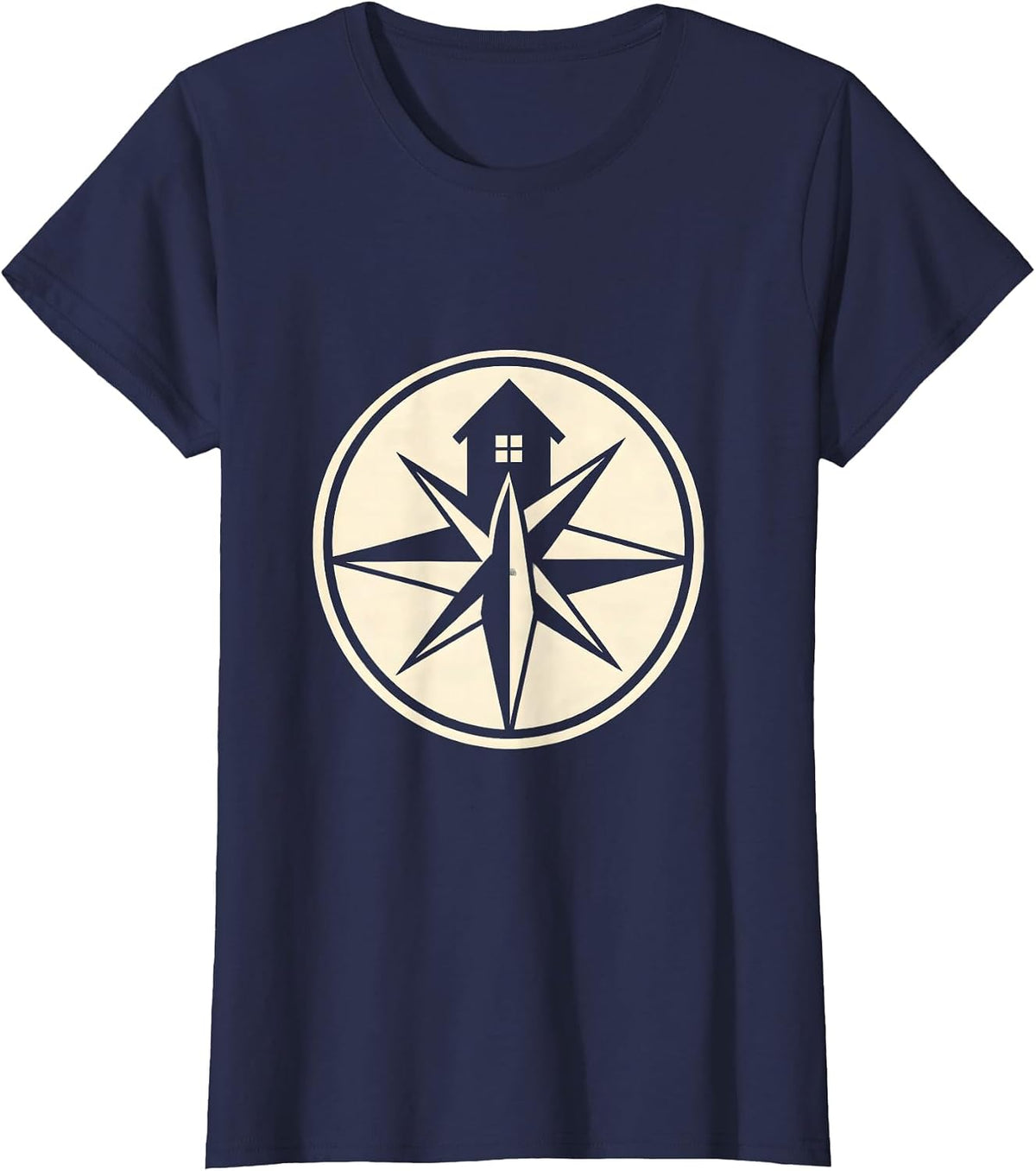 Women's Sped Teacher Compass Schoolhouse Graphic T-Shirt - Navy Blue