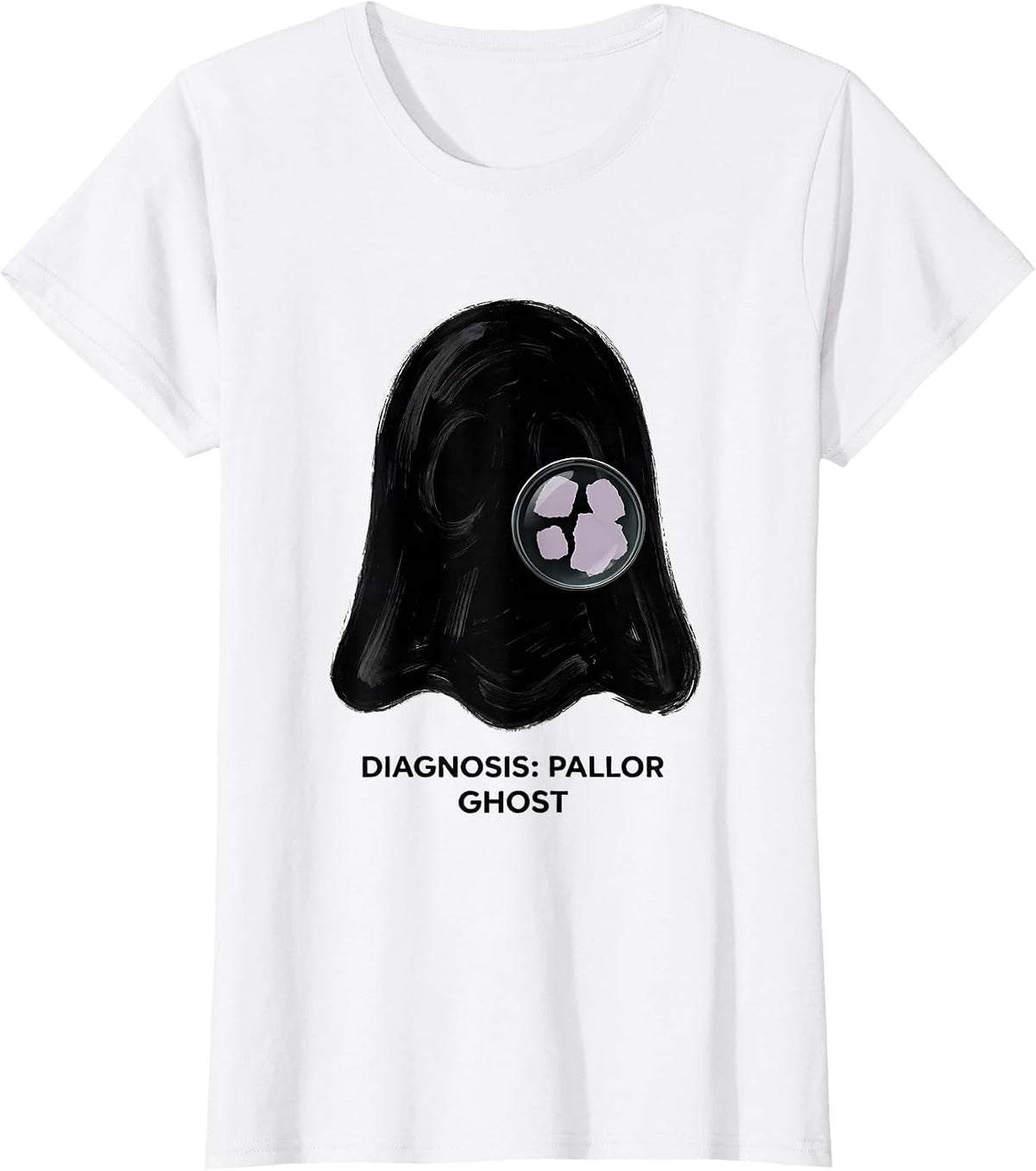 Diagnosis: Pallor, Ghost Funny Dermatology Halloween T-Shirt - White