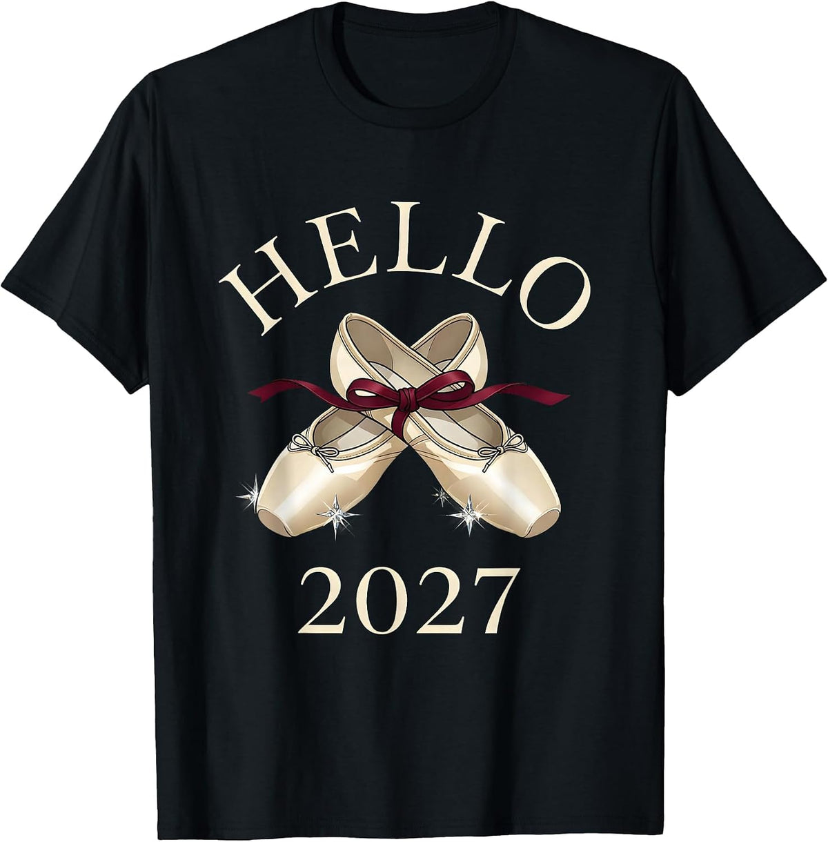 Men's Hello, 2027 Balletcore Graphic Girls Party Top New Years Eve T-Shirt - Black