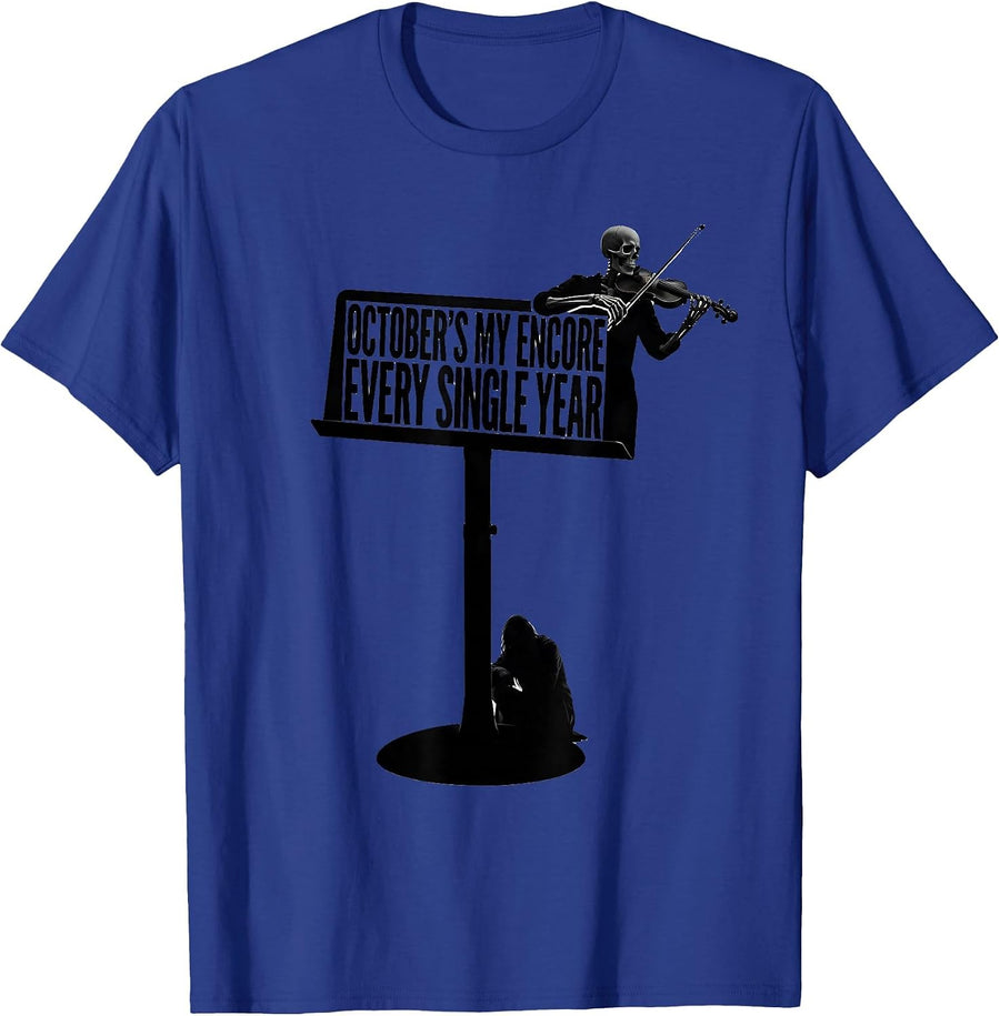 October's My Encore Music Teacher Ghost Band Halloween Humor T-Shirt - Royal Blue