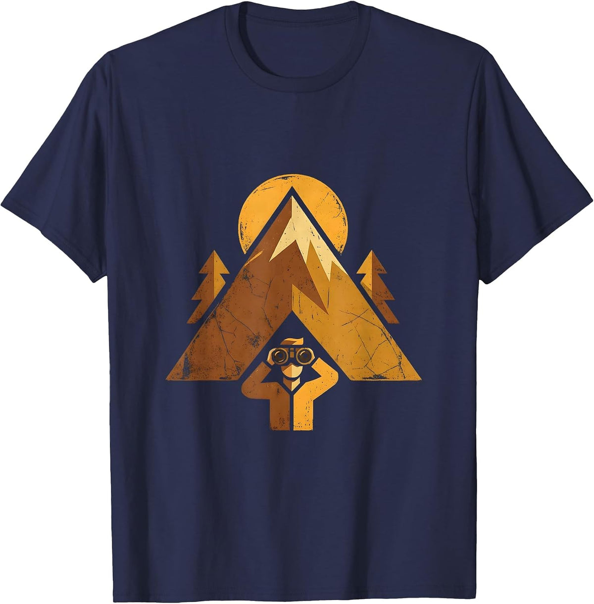 Hunter Glassing Mountains Binoculars Hunting Gift T-Shirt - Navy Blue