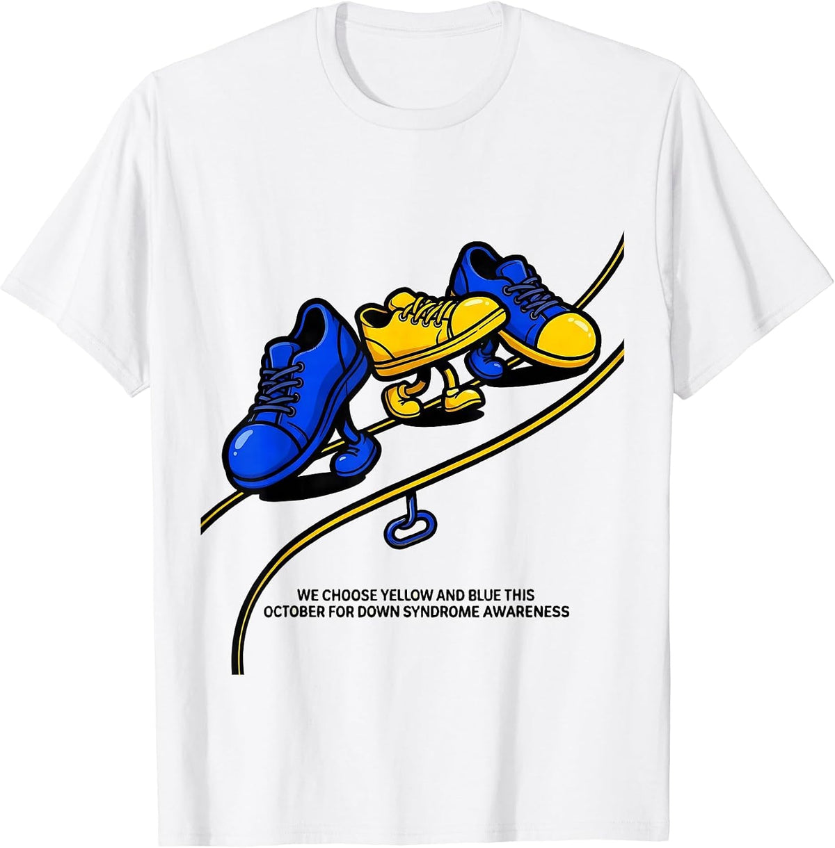 Men's We Choose Yellow Blue Down Syndrome Awareness October T-Shirt - White
