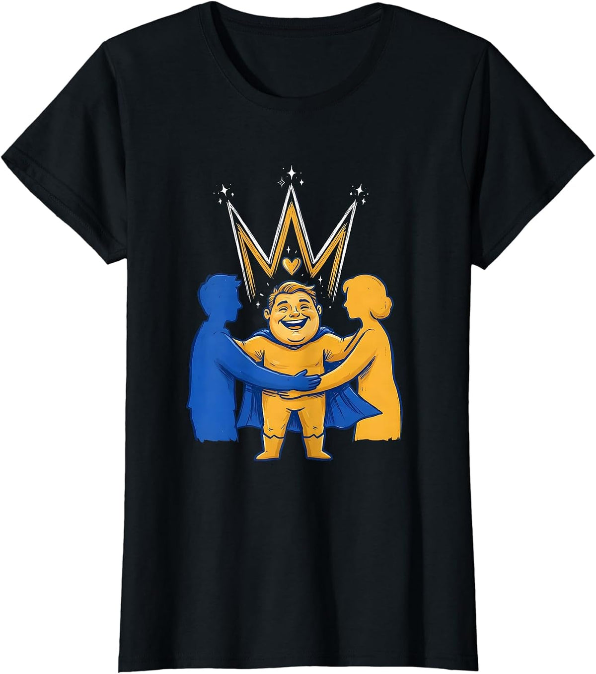Women's Proud Family Support Down Syndrome Awareness Heartfelt T-Shirt - Black