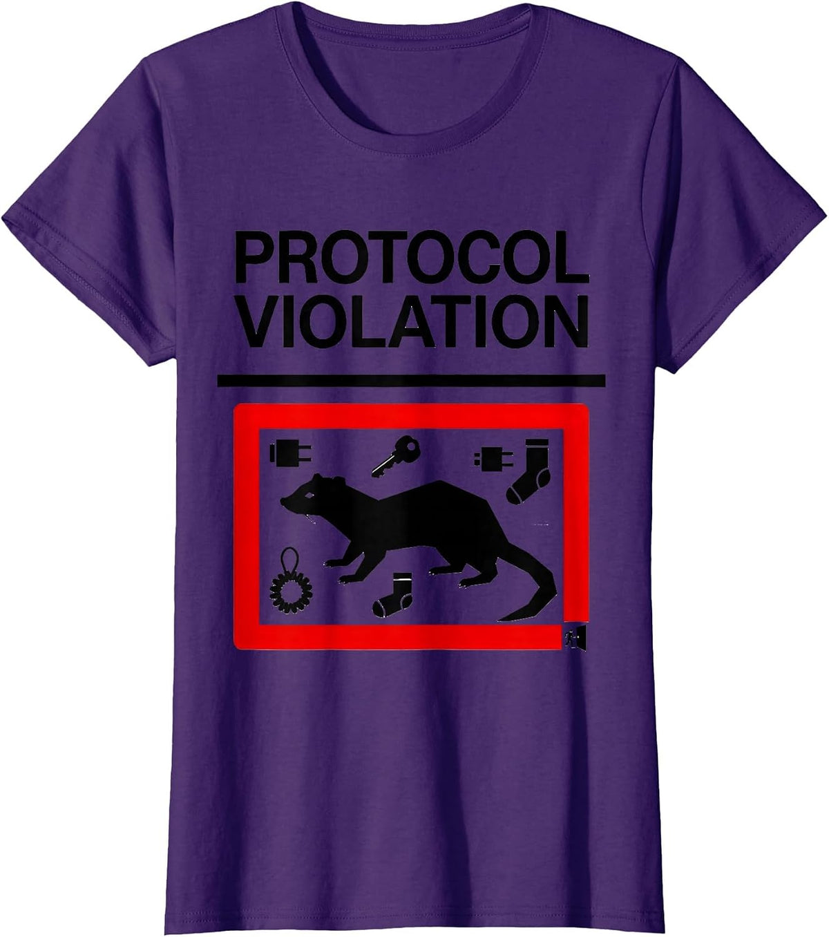 Women's Protocol Violation Ferret Owner Gift Funny Ferret Lover T-Shirt - Purple