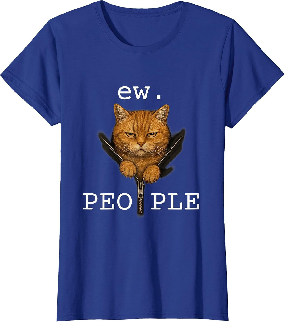 Funny Cat Shirts - Ew People Tabby Cat T-Shirt - Royal Blue