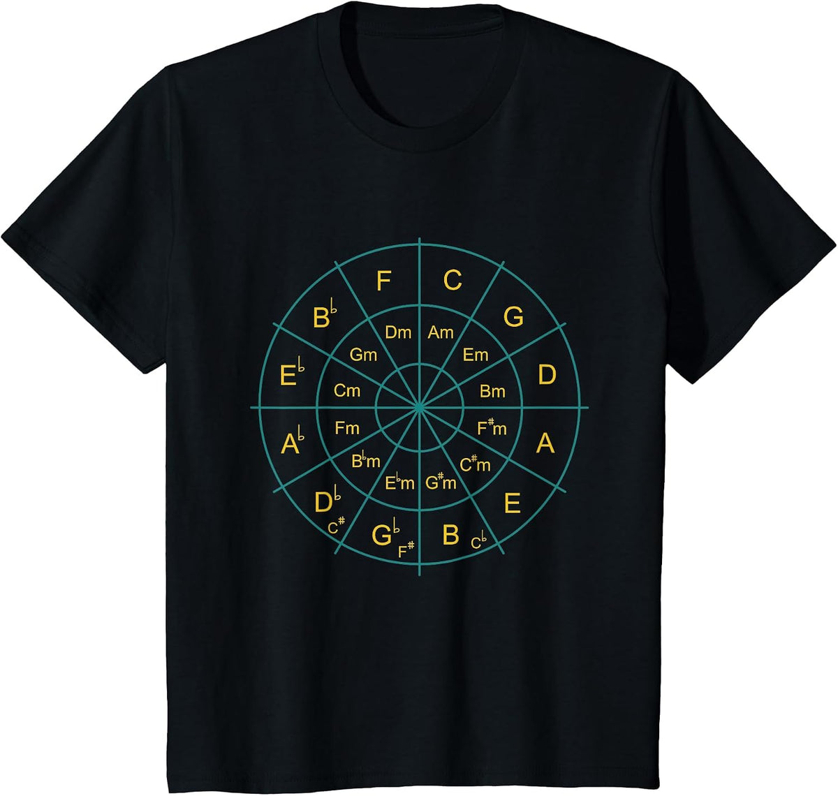 Circle of Fifths Music Teacher Music Student Composer T-Shirt - Black