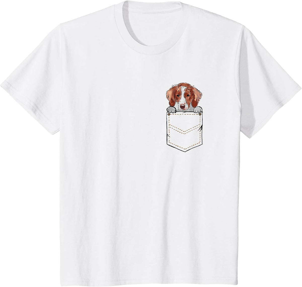 Brittany Spaniel Brittany Dog Puppy Pet Pocket T-Shirt - White