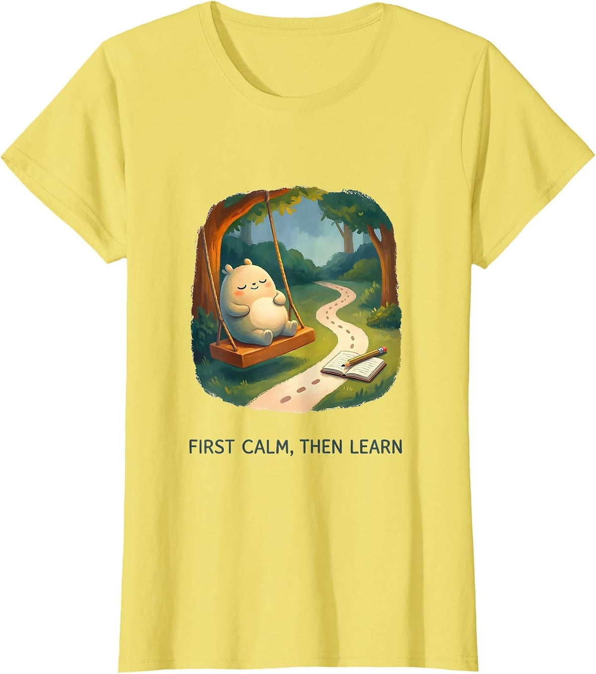 Women's First Calm Then Learn Storybook Occupational Therapy Sensory T-Shirt - Lemon Yellow