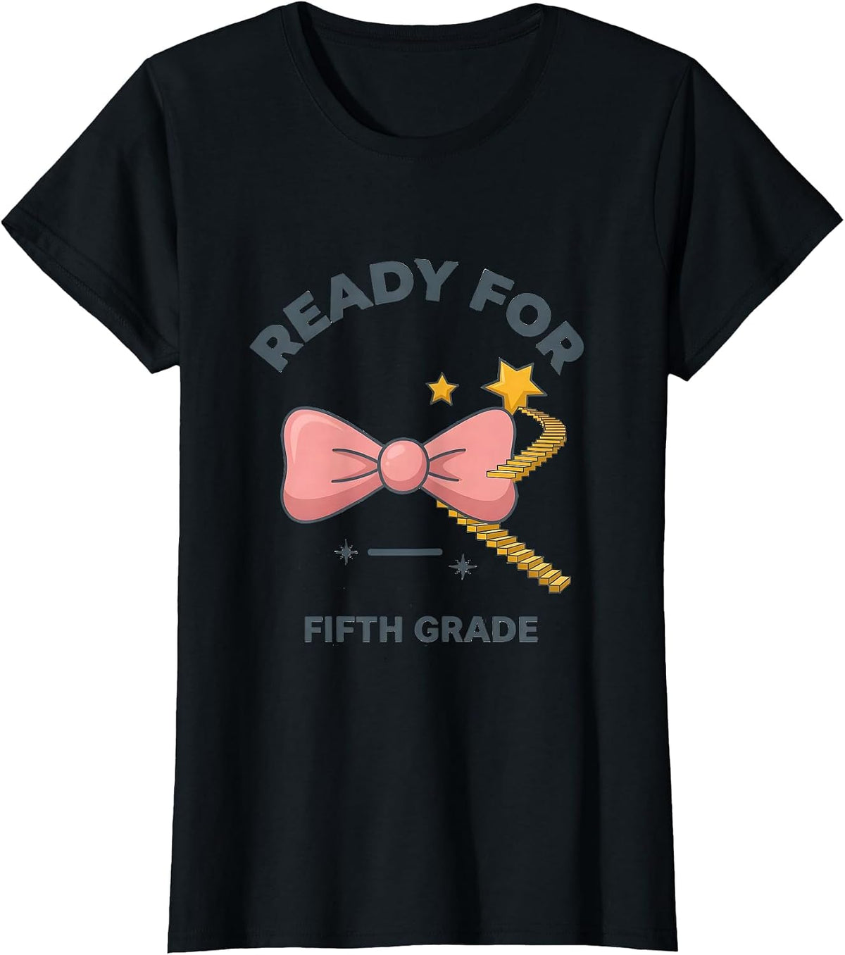 Women's Ready For Fifth Grade Coquette Bow Back to School Girl T-Shirt - Black