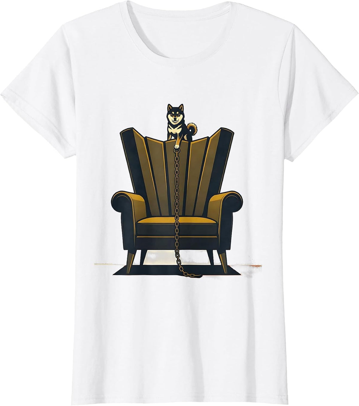 Women's Shiba Inu Throne Chair Midcentury Modern Dog Lover Gift T-Shirt - White