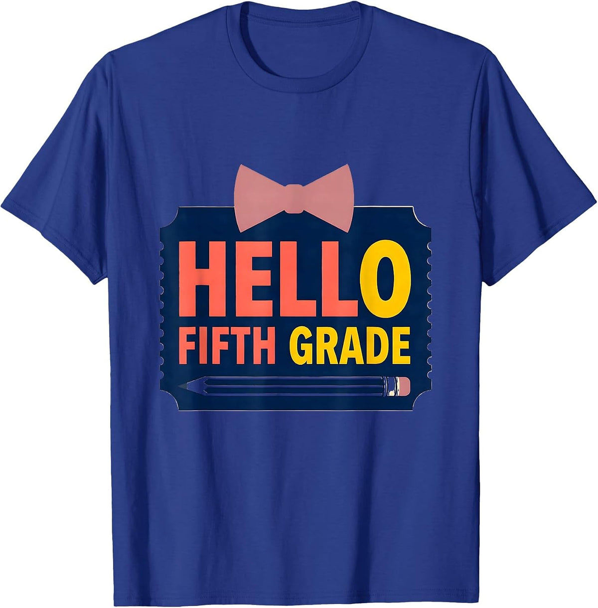 Hello Fifth Grade Cute Coquette Back to School Bow T-Shirt - Royal Blue