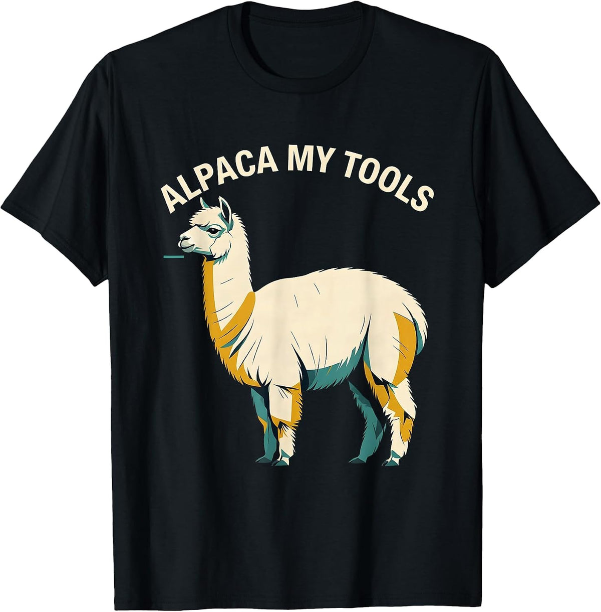 Men's Alpaca My Tools Midcentury Modern Funny Alpaca Lover Gift T-Shirt - Black